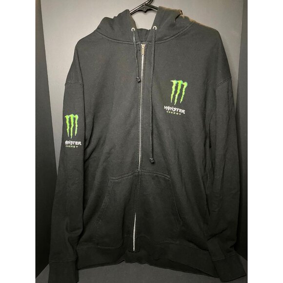 Monster Energy Full Zip Hoodie Mens XL Sweater Unleash The Beast Grunge Y2K - Picture 1 of 6
